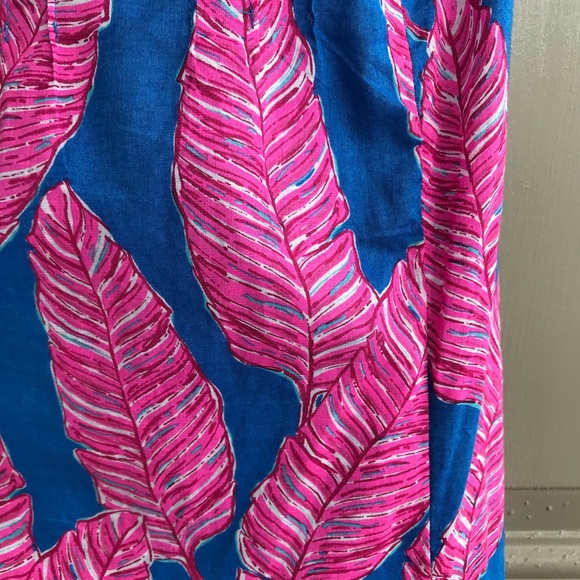 Vineyard Vines Long Maxi Spaghetti Strap Dress Pink Blue Feather Print 0 S - Picture 8 of 13